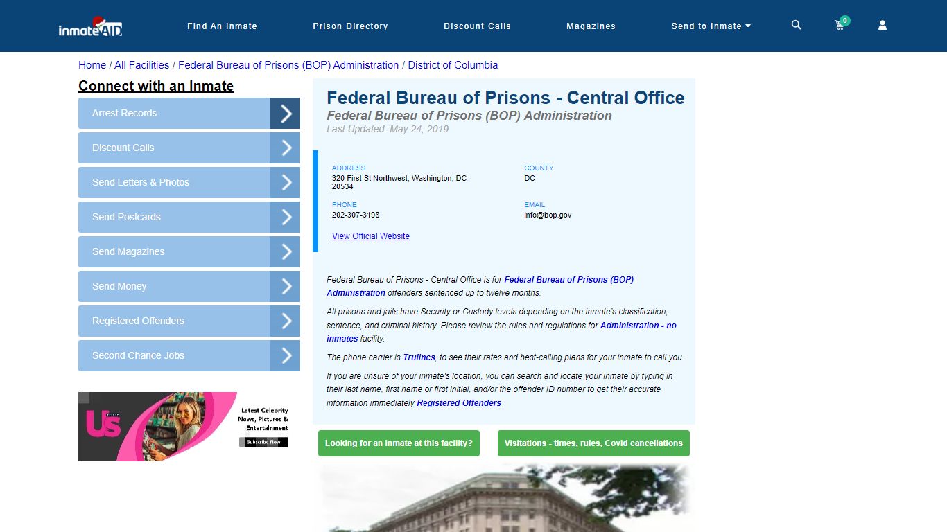Federal Bureau of Prisons - Central Office & Inmate Search - Washington, DC